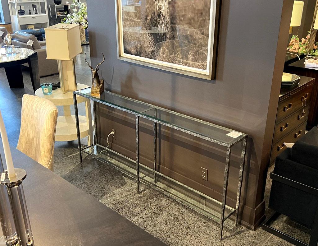Modern Metal Console Table with Hammered Details by Maitland-Smith 11