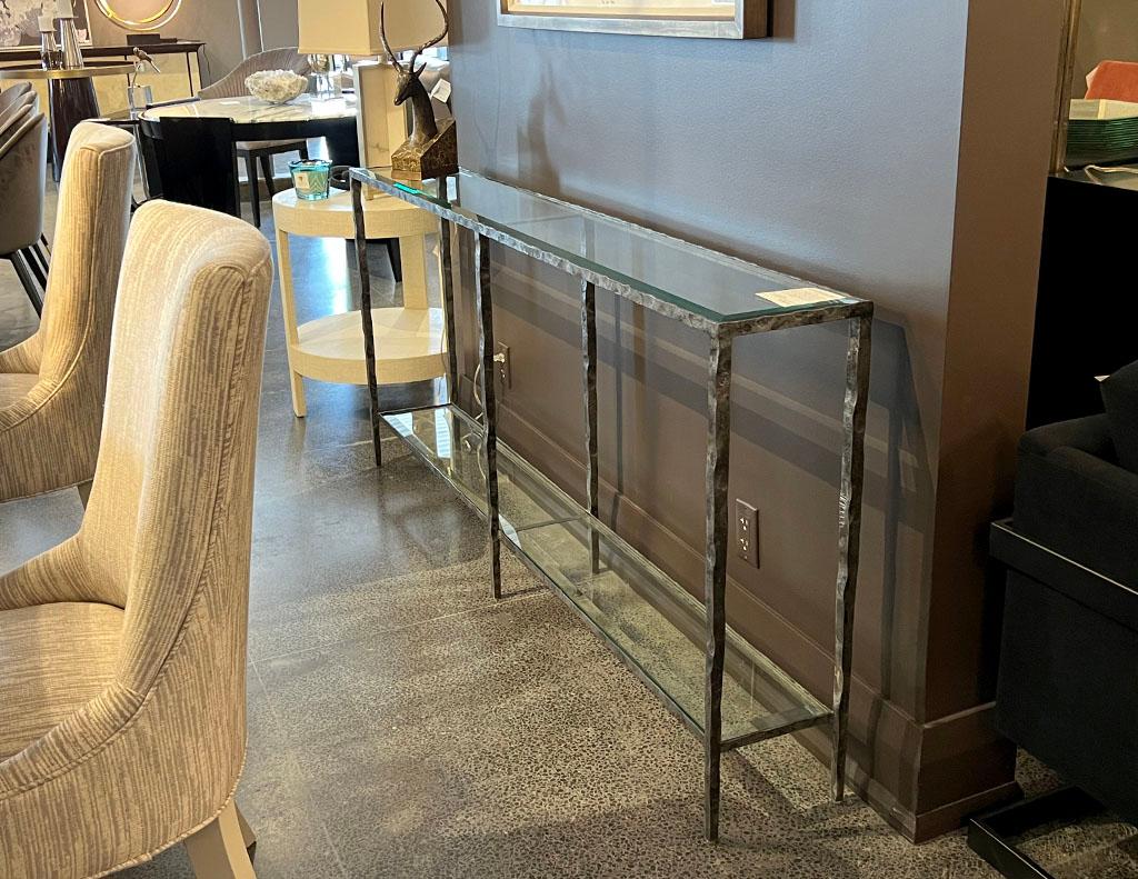 Modern Metal Console Table with Hammered Details by Maitland-Smith 13