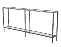 Modern Metal Console Table with Hammered Details by Maitland-Smith