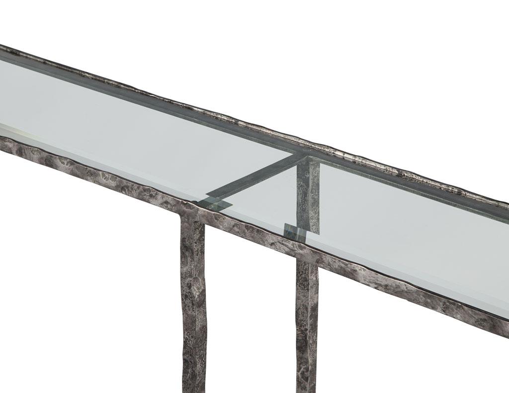 Contemporary Modern Metal Console Table with Hammered Details by Maitland-Smith