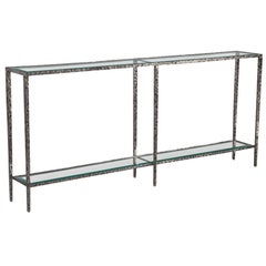 Modern Metal Console Table with Hammered Details by Maitland-Smith