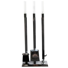 Modern Metal Fire-Tool Set with Lucite Handles