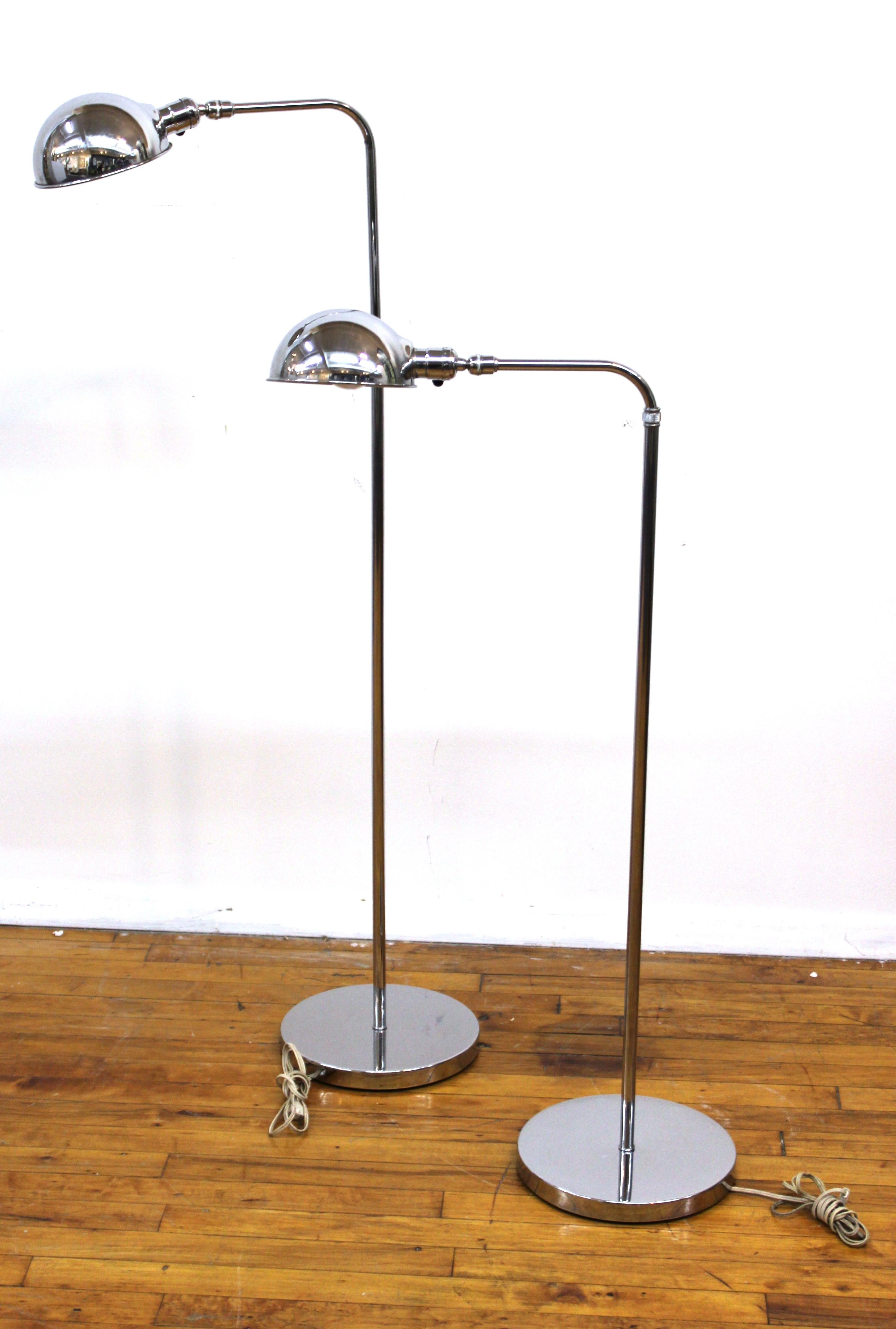 Modern Metal Floor Reading Lamps with Adjustable Height In Good Condition In New York, NY