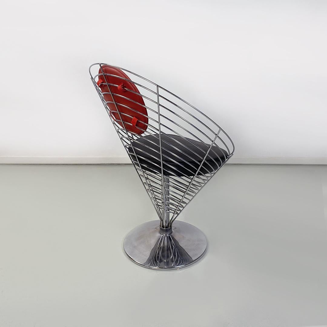 Late 20th Century Modern Metal, Leather V-Chair 8800 Armchair by Verner Panton, Fritz Hansen 1980s