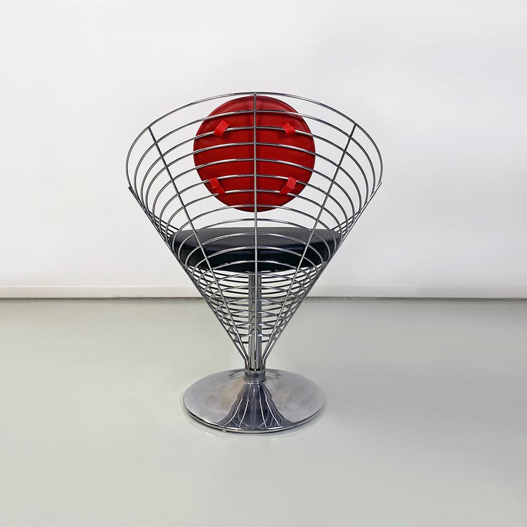 Modern Metal, Leather V-Chair 8800 Armchair by Verner Panton, Fritz Hansen 1980s 1