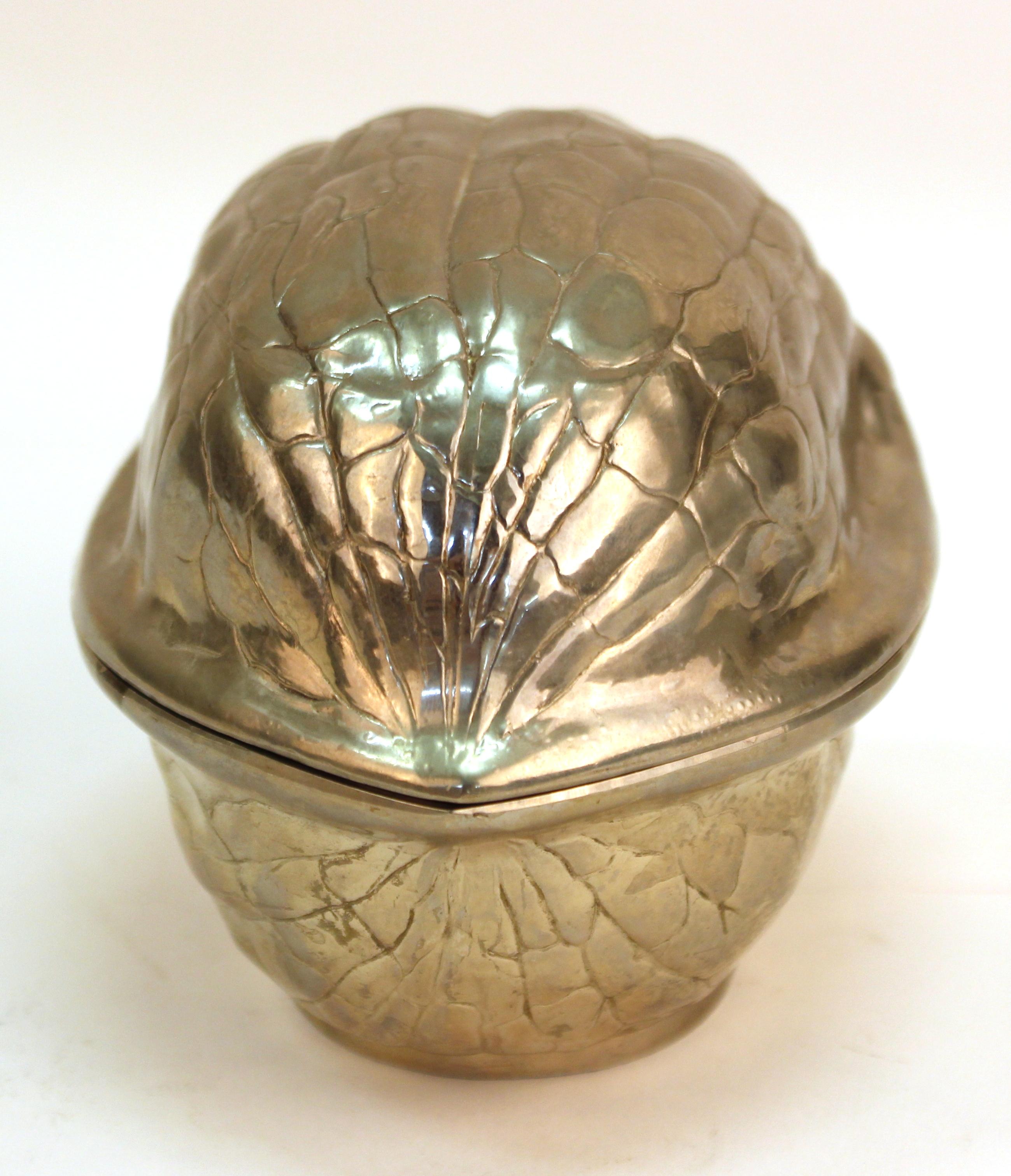Modern Metal Walnut Shaped Trinket Box In Good Condition In Astoria, NY