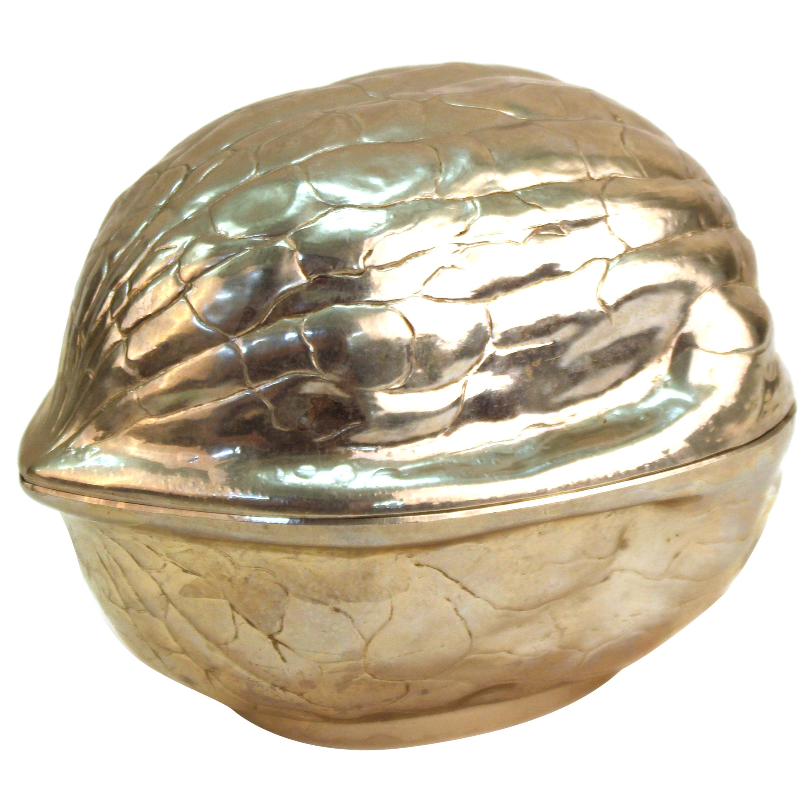 Modern Metal Walnut Shaped Trinket Box