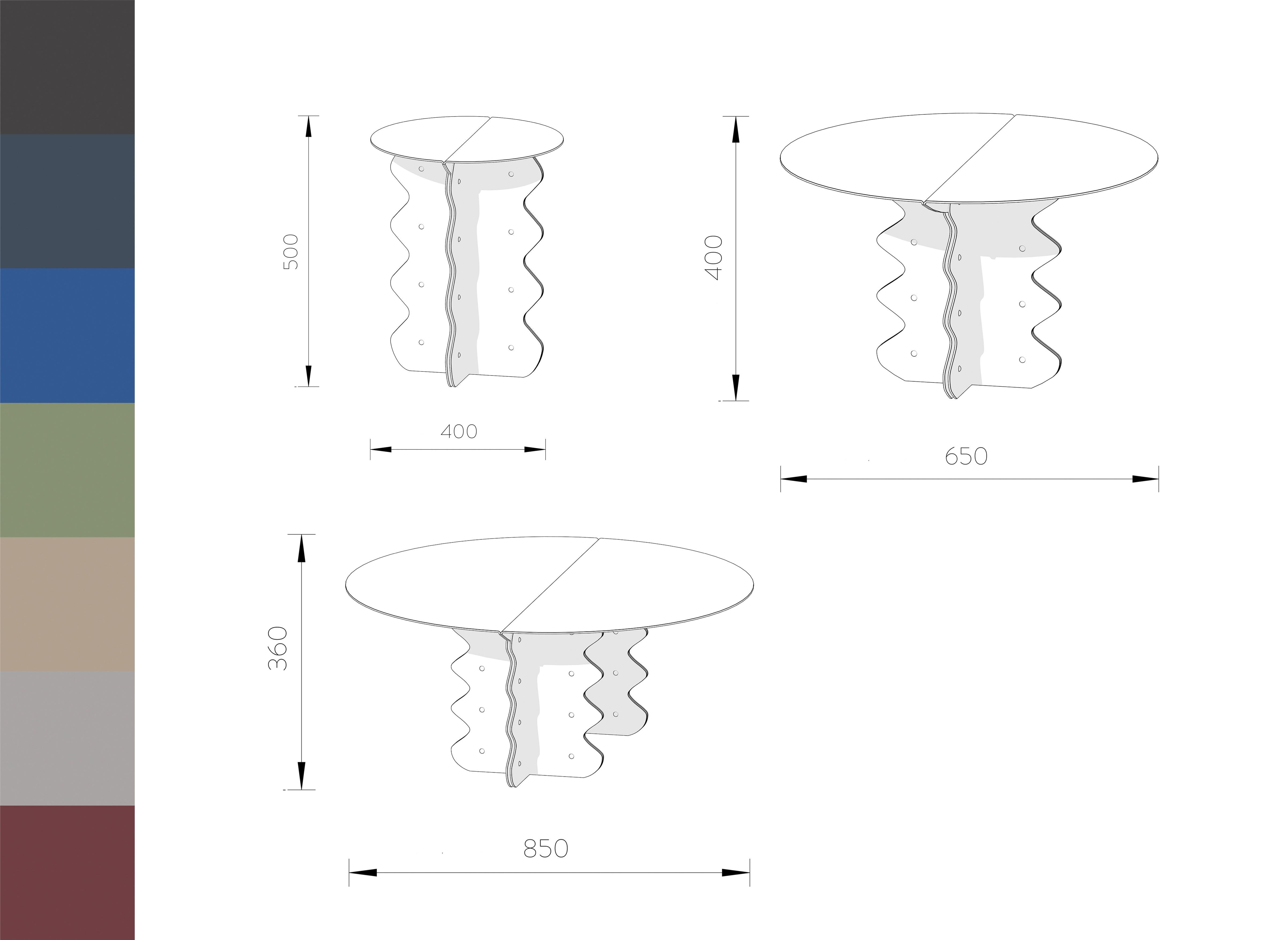 Table basse moderne en métal Wave Steel Contemporary German Danish Italian Elegance en vente 6