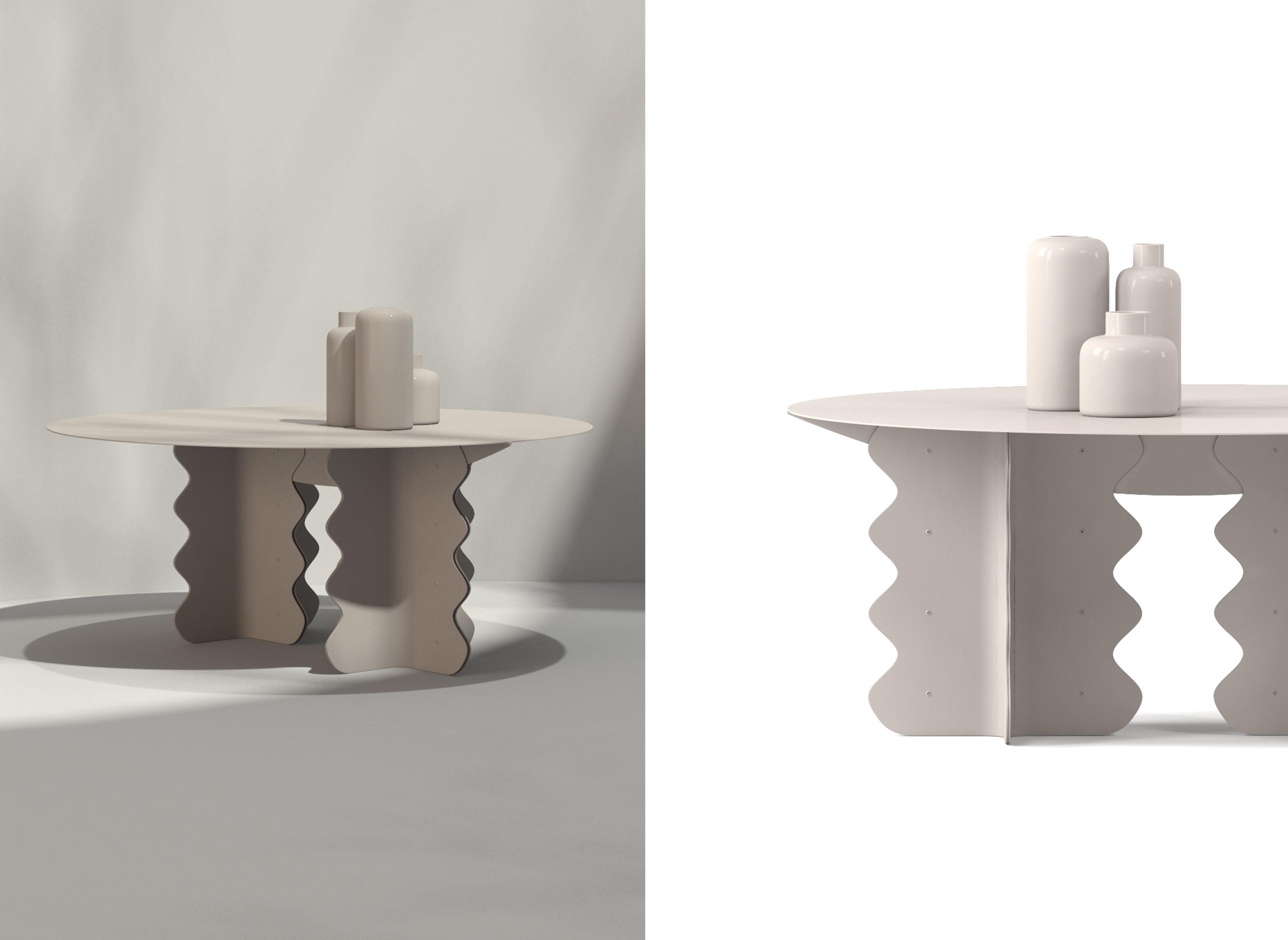 Minimalist Modern Metal Wave Steel Coffee Table Contemporary German Danish Italian Elegance For Sale