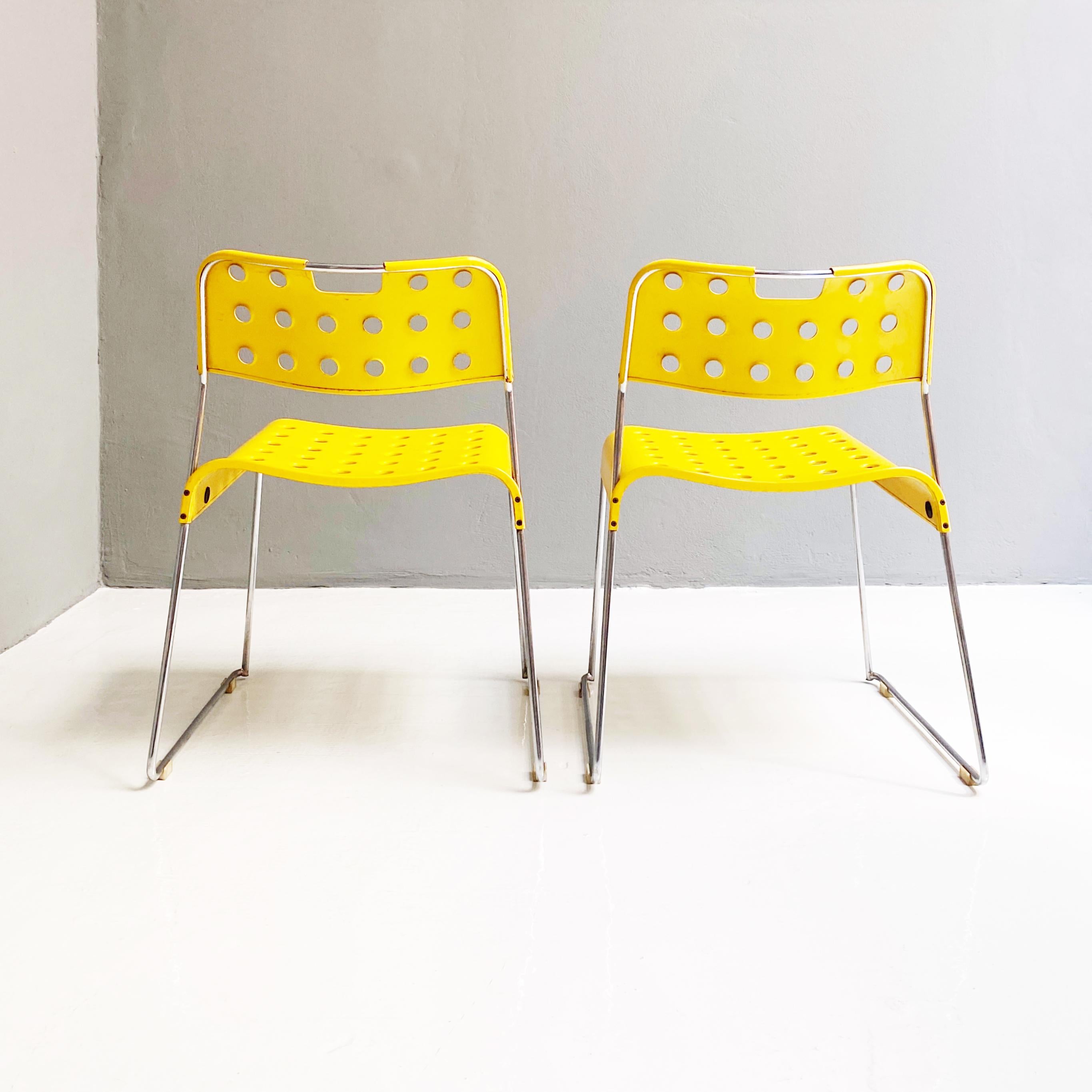 Late 20th Century Modern metal Yellow chairs Omstak by Rodney Kinsman for Bieffeplast, 1970s