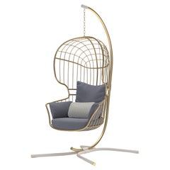 Modern Metallic Hanging Chair with Base