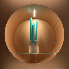 Moderne Metropolis S Kerzenhalter-Skulptur Raku Keramik Weißer Krakel