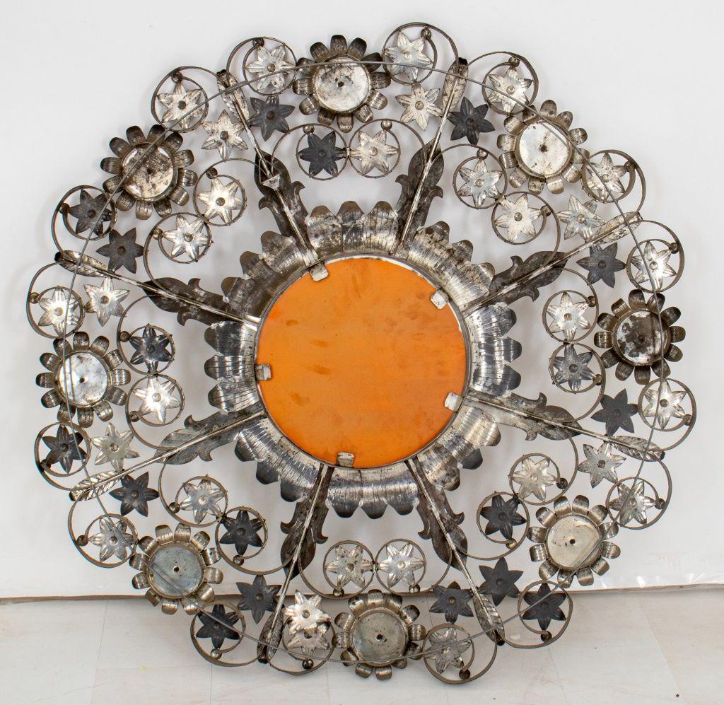 Modern Mexican Floral Design Tin Mirror For Sale 4