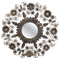Modern Mexican Floral Design Tin Mirror