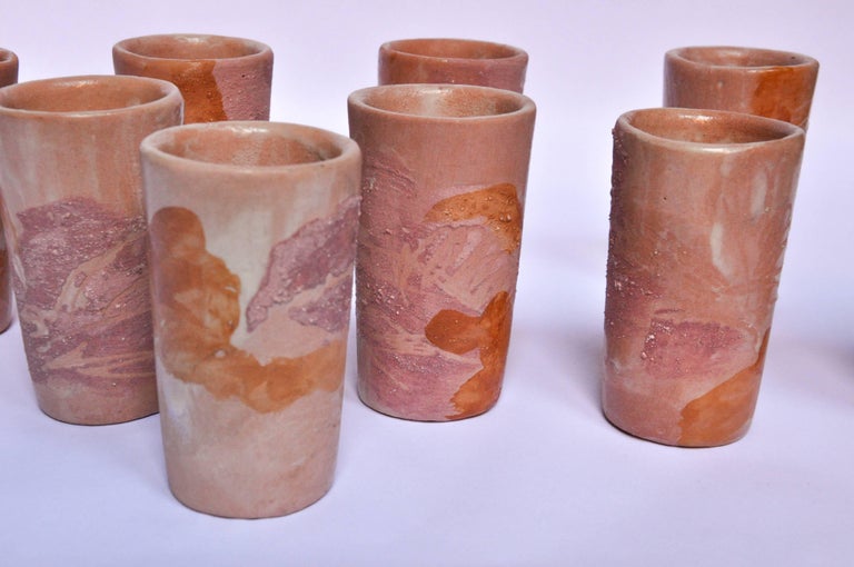 Modern Mexican Tequila Ceramic Shot Glasses Majolica Technique at 1stDibs