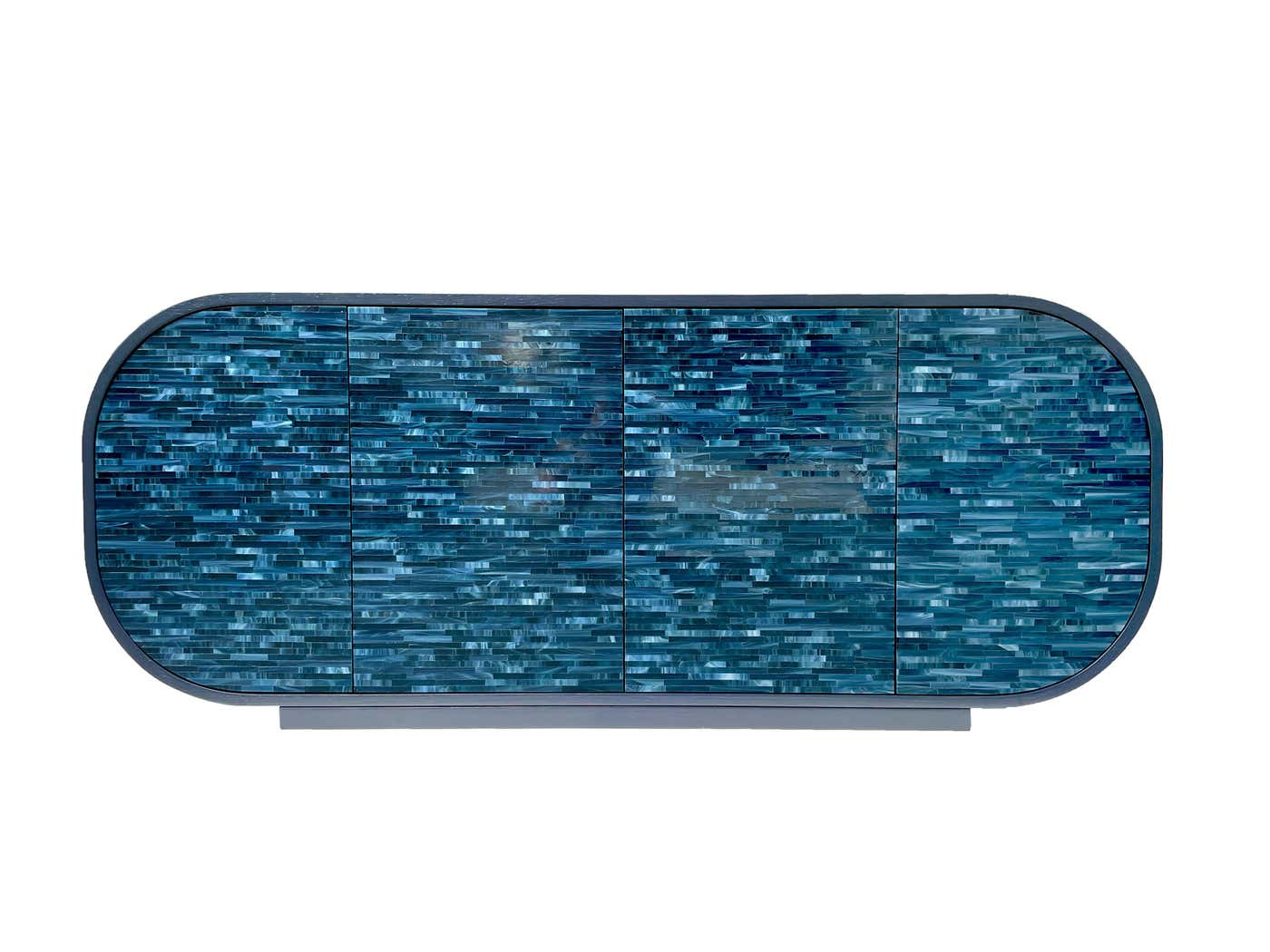 Modern Mezza Luna Curved Buffet With Navy Blue Finish By Ercole Home ...