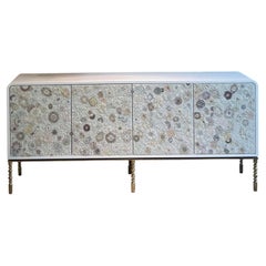 Modern Mezzaluna Wildflower Four Door Buffet on Vintage Base by Ercole Home