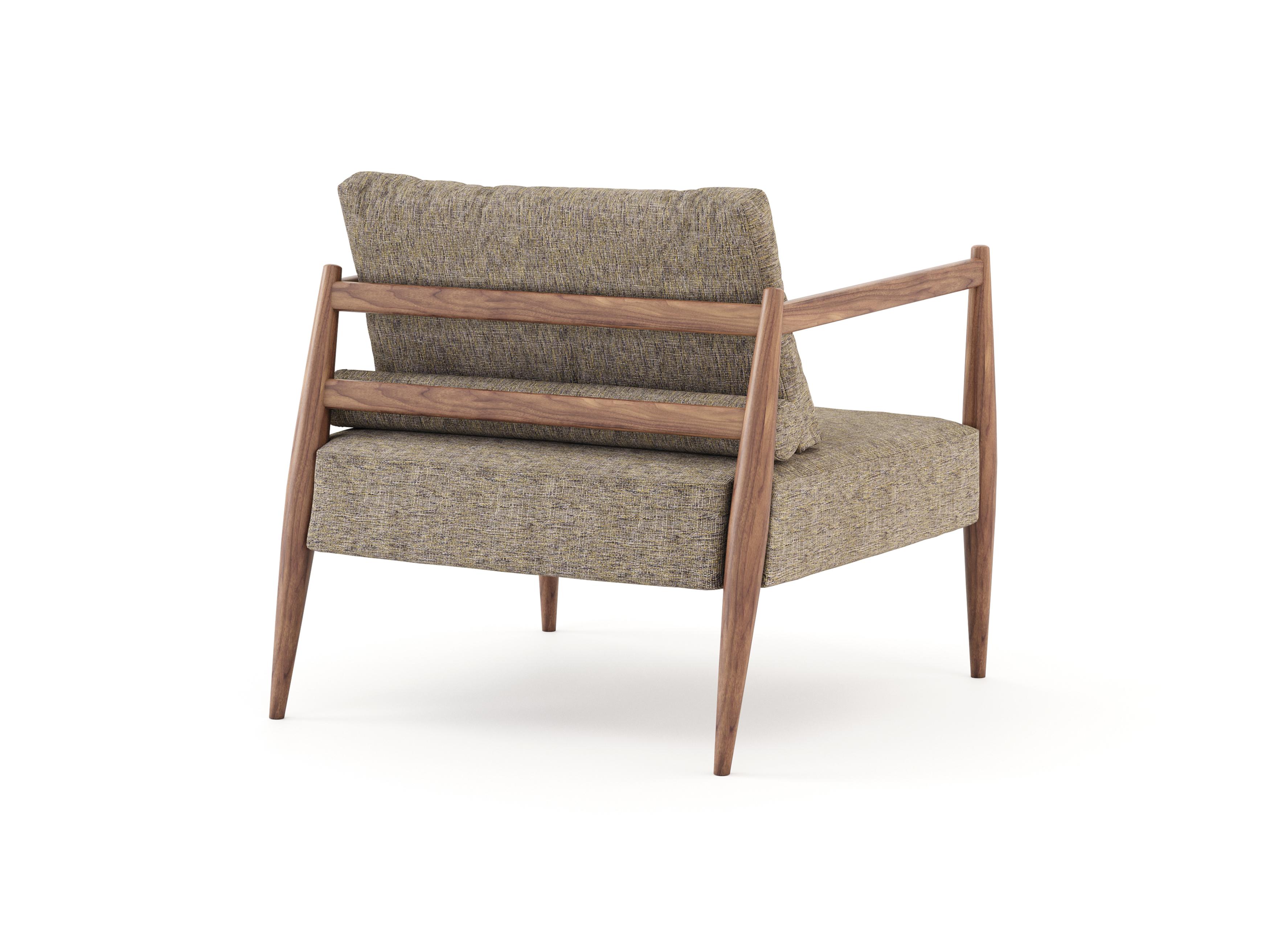 Moderner Miami-Sessel aus Nussbaumholz und Textil, handgefertigt von Stylish Club im Zustand „Neu“ im Angebot in Seroa, PT