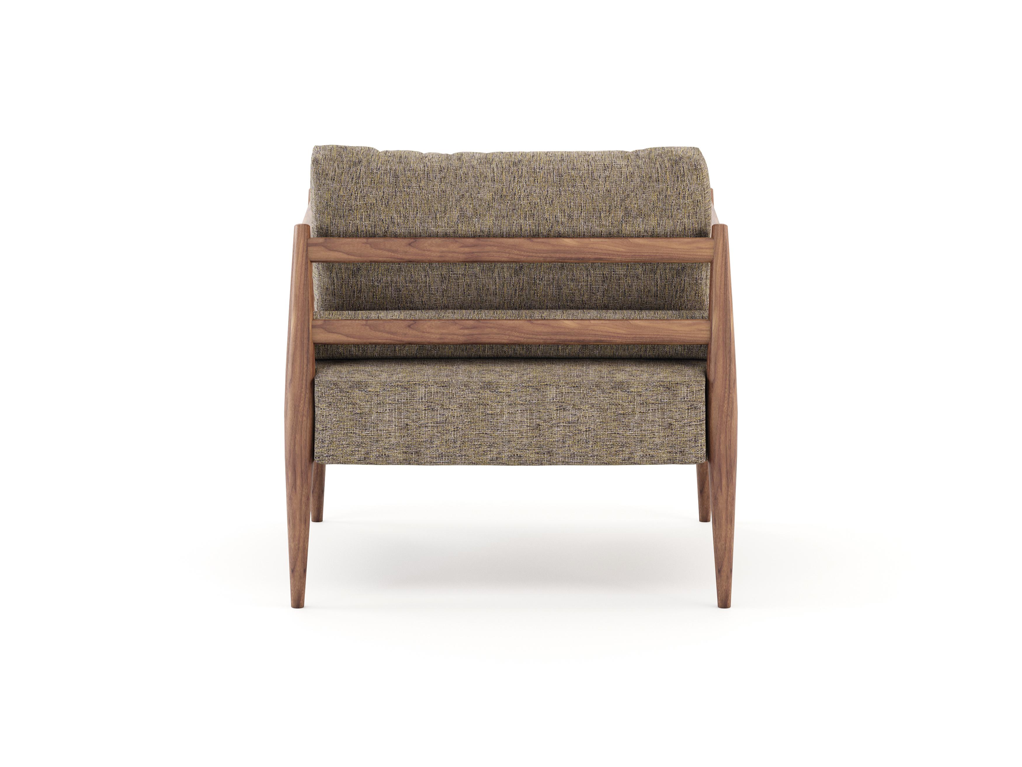 Contemporary Modern Miami Armchair Made with Walnut and Textile, Handmade by Stylish Club For Sale