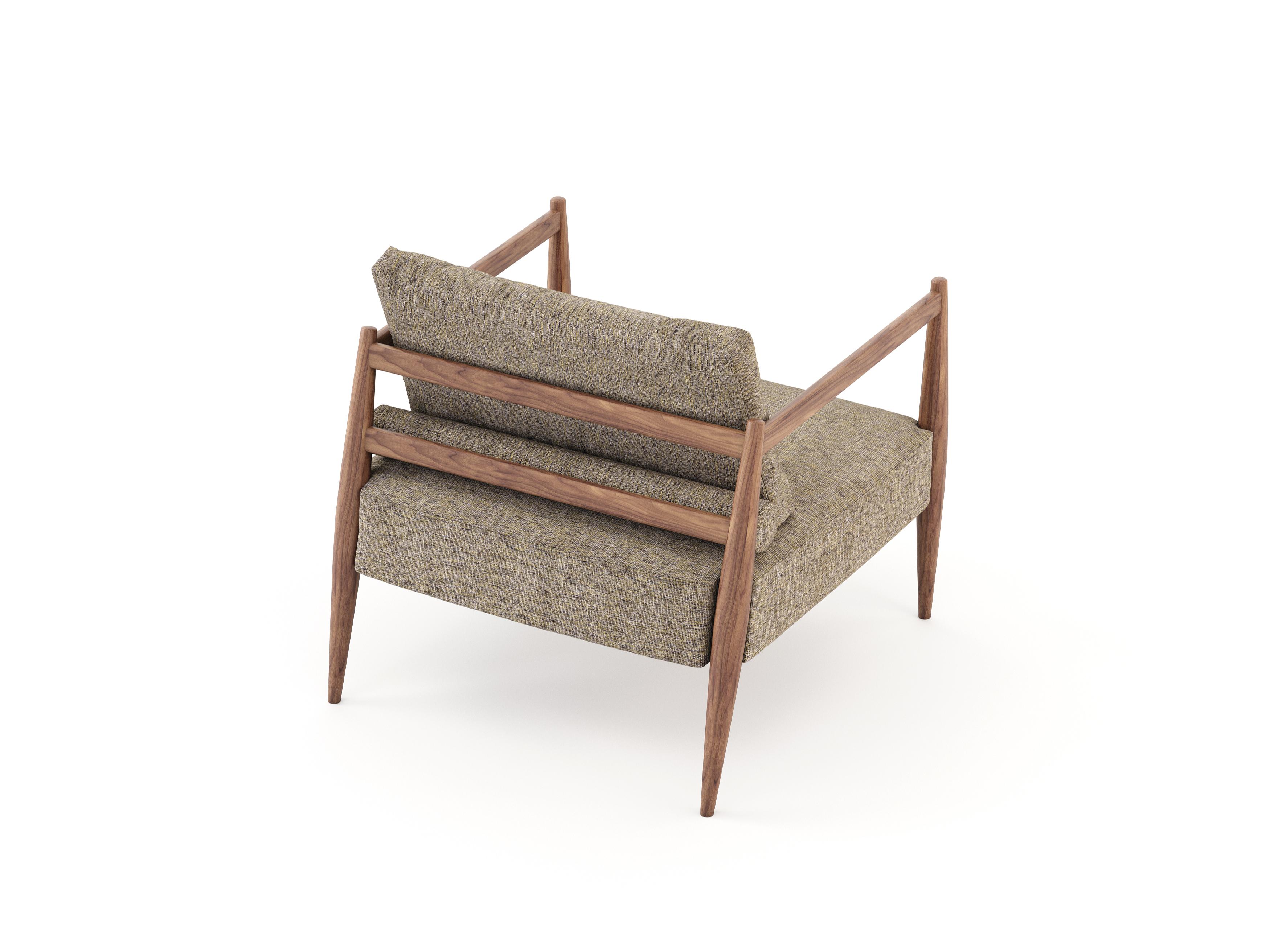 Modern Miami Armchair Made with Walnut and Textile, Handmade by Stylish Club For Sale 1