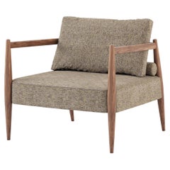 Modern Miami Armchair Made with Walnut and Textile, Handmade by Stylish Club