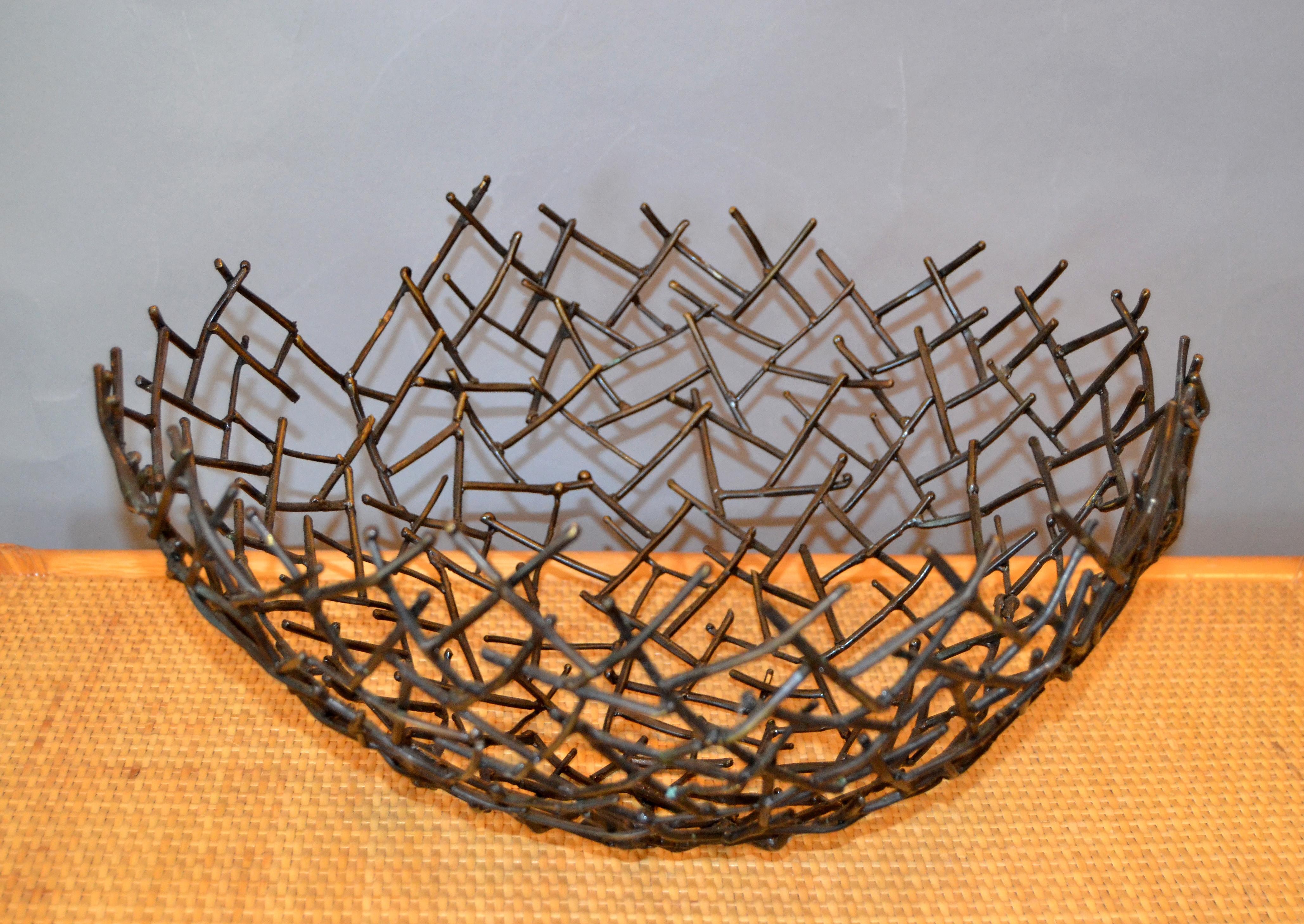 Modern Michael Aram Thatch Bowl in Bronze Nest Twig 3