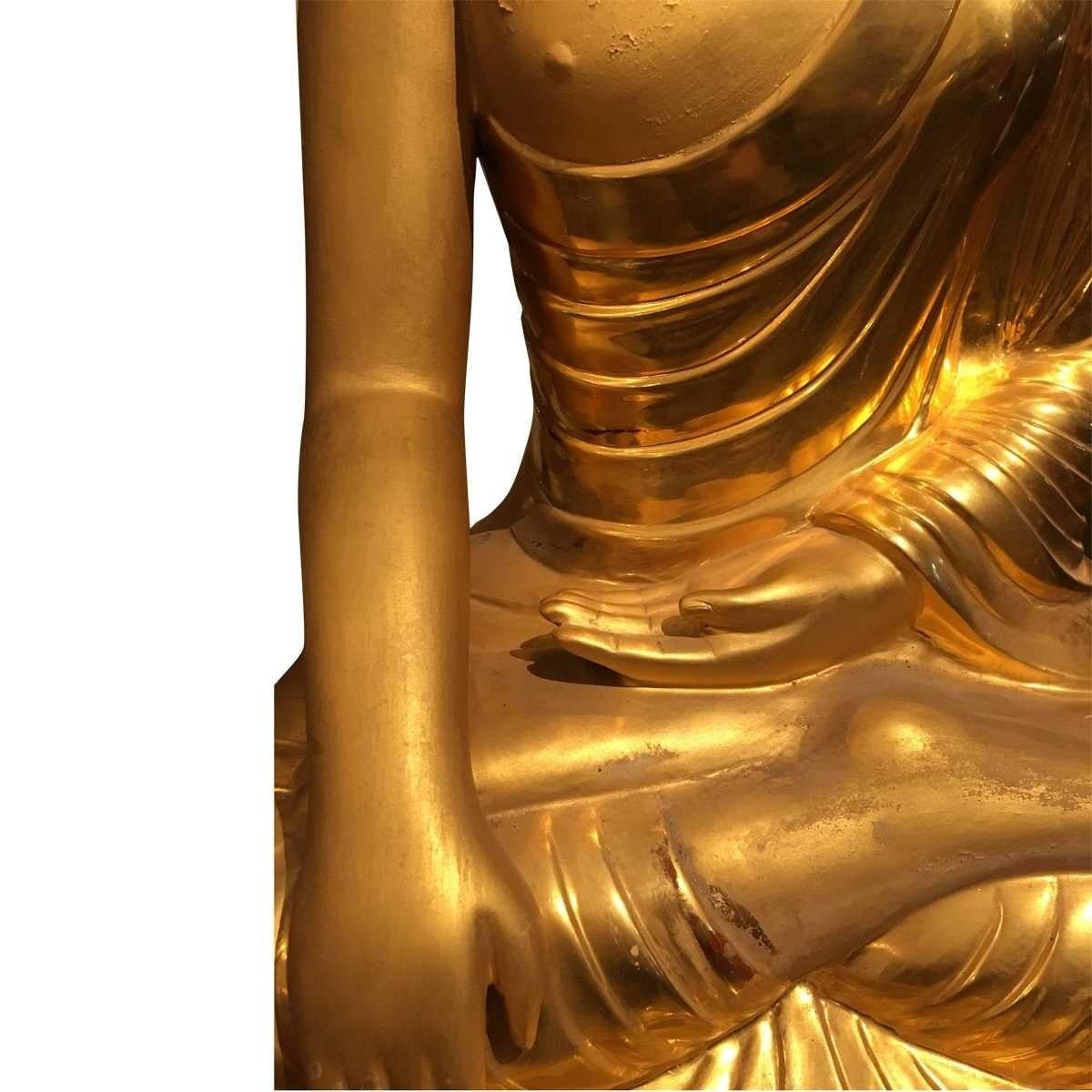 Modern Midcentury Bronze Chinese Seated Buddha Statue In Good Condition In Pasadena, CA
