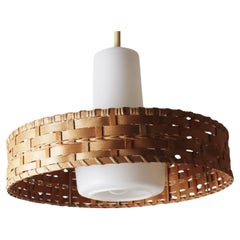 Moderne Hängelampe aus Glas, Kiefernholz Raffia von Doria, Mid-Century Modern