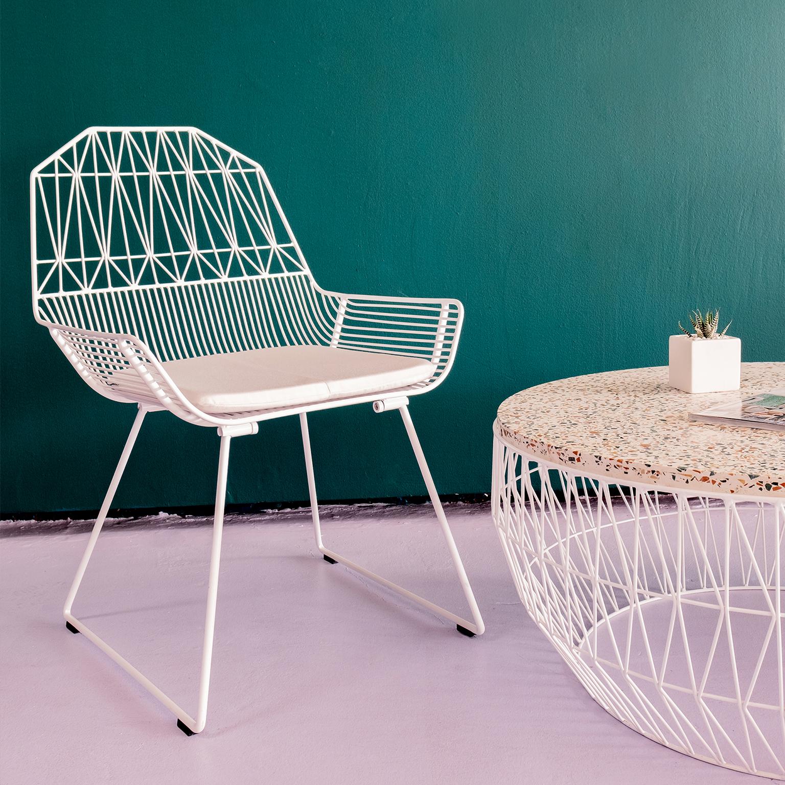 Galvanized Modern, Midcentury Inspired Wire Lounge Chair, The Farmhouse in Orange