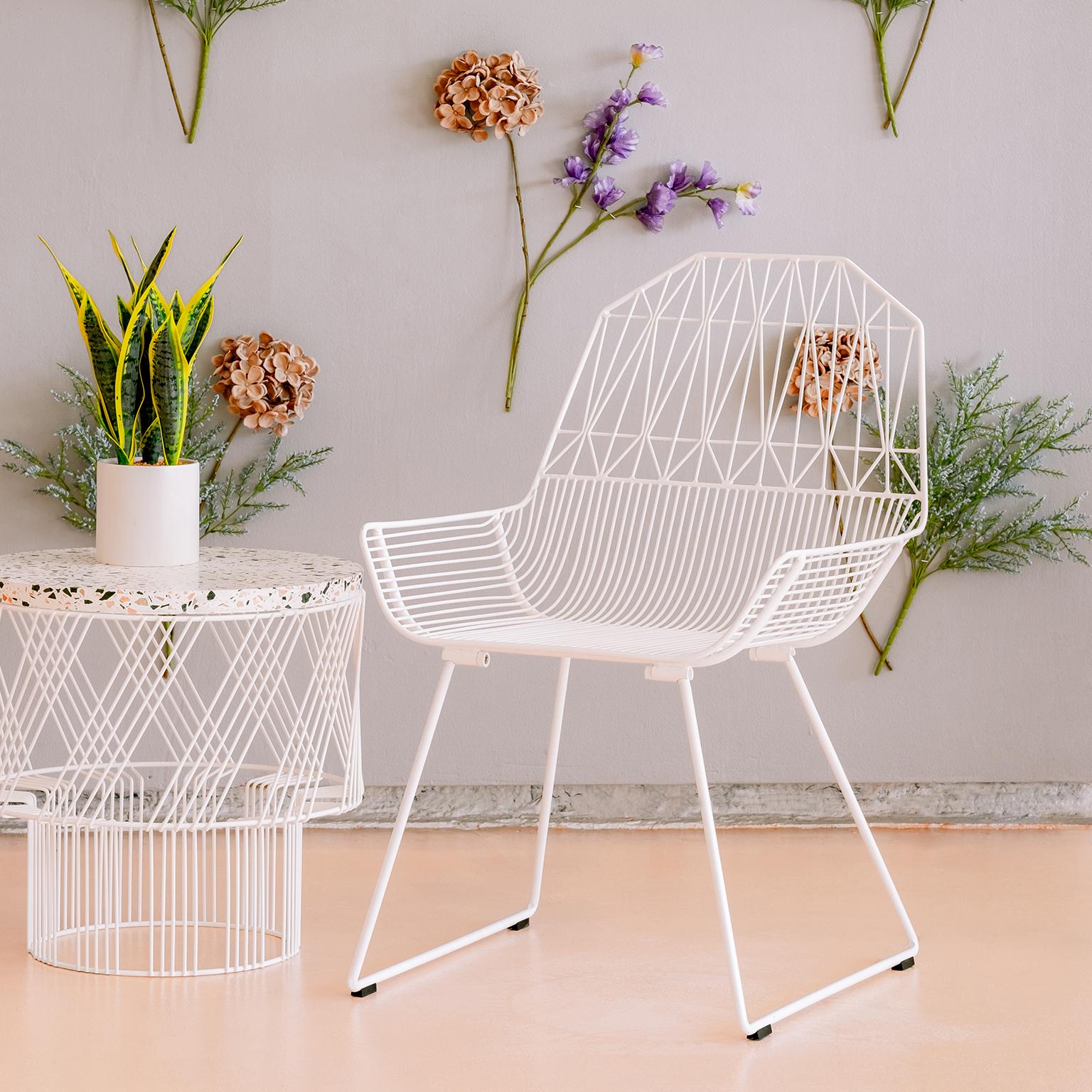 Modern, Midcentury Inspired Wire Lounge Chair, The Farmhouse in Orange 1