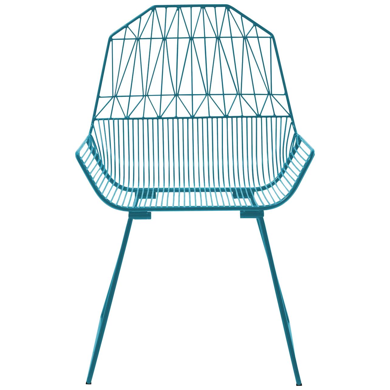 Modern, Midcentury Inspired Wire Lounge Chair, the Farmhouse in Peacock Blue
