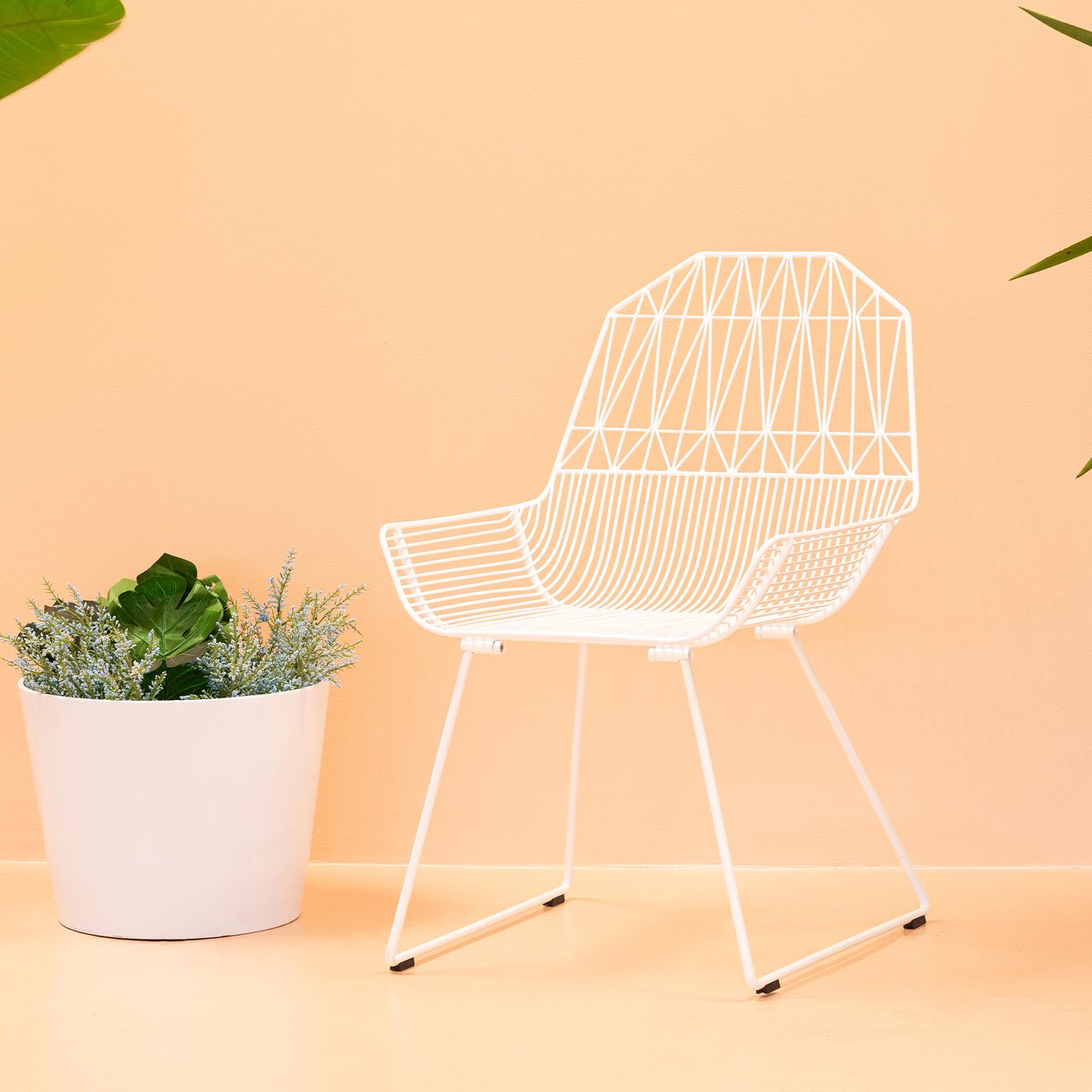 Unknown Modern, Midcentury Inspired Wire Lounge Chair, the Farmhouse in White