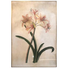 Modern Midcentury Lilies Late-20th Century Painting on Canvas Unique Work