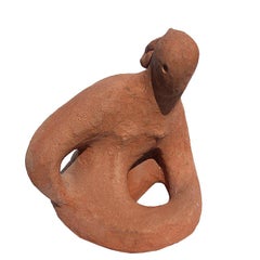 Modern Mid Century Nude Terrakotta-Skulptur Figurale Statue Native American