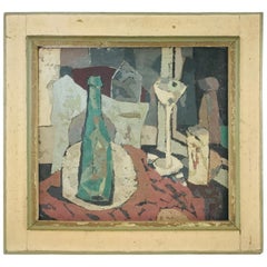 Modern Midcentury Still Life Abstract in Custom Double Sided Frame