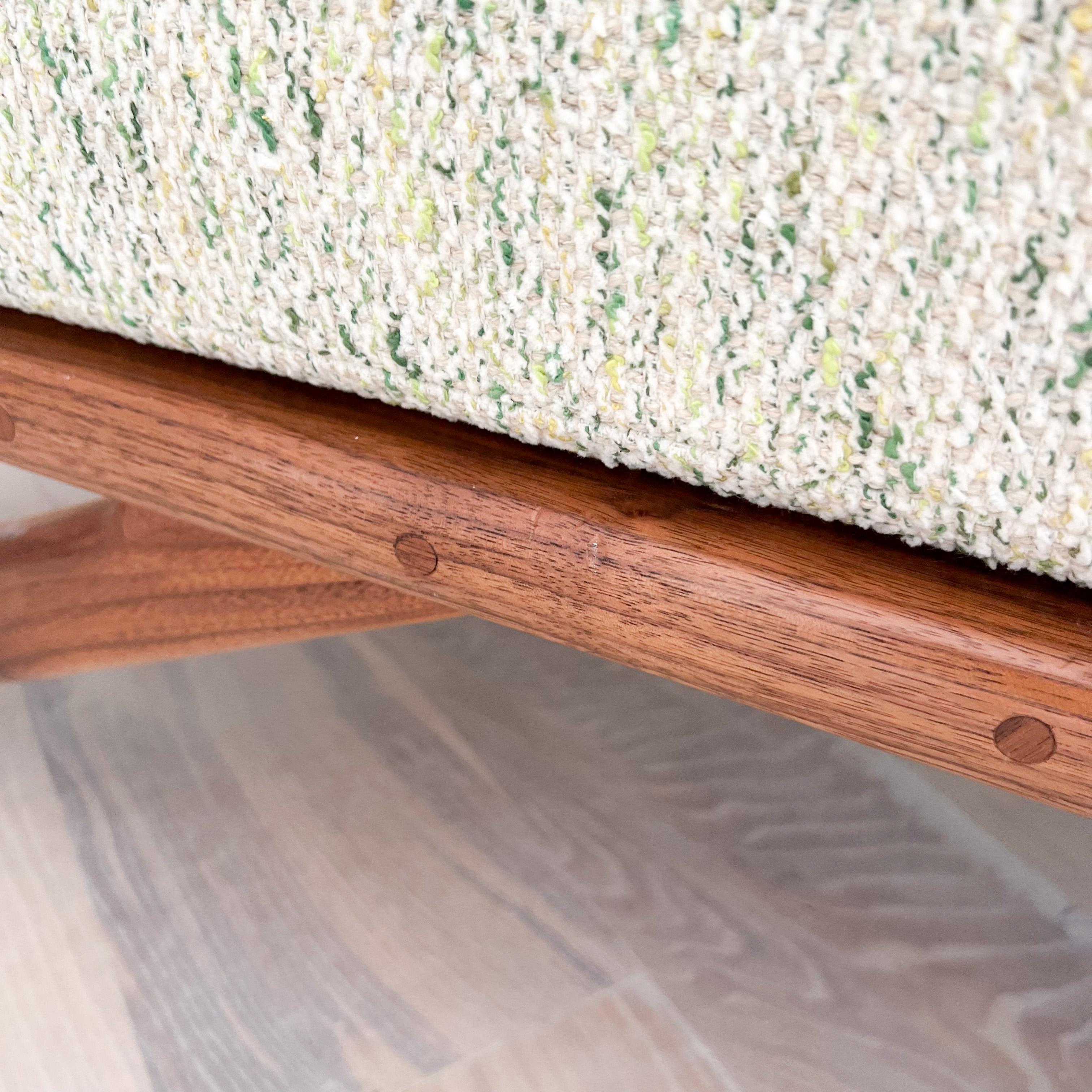 Modern Mid-Century Style Handmade Sculpted Walnut Platform Sofa Boomerang Legs 4