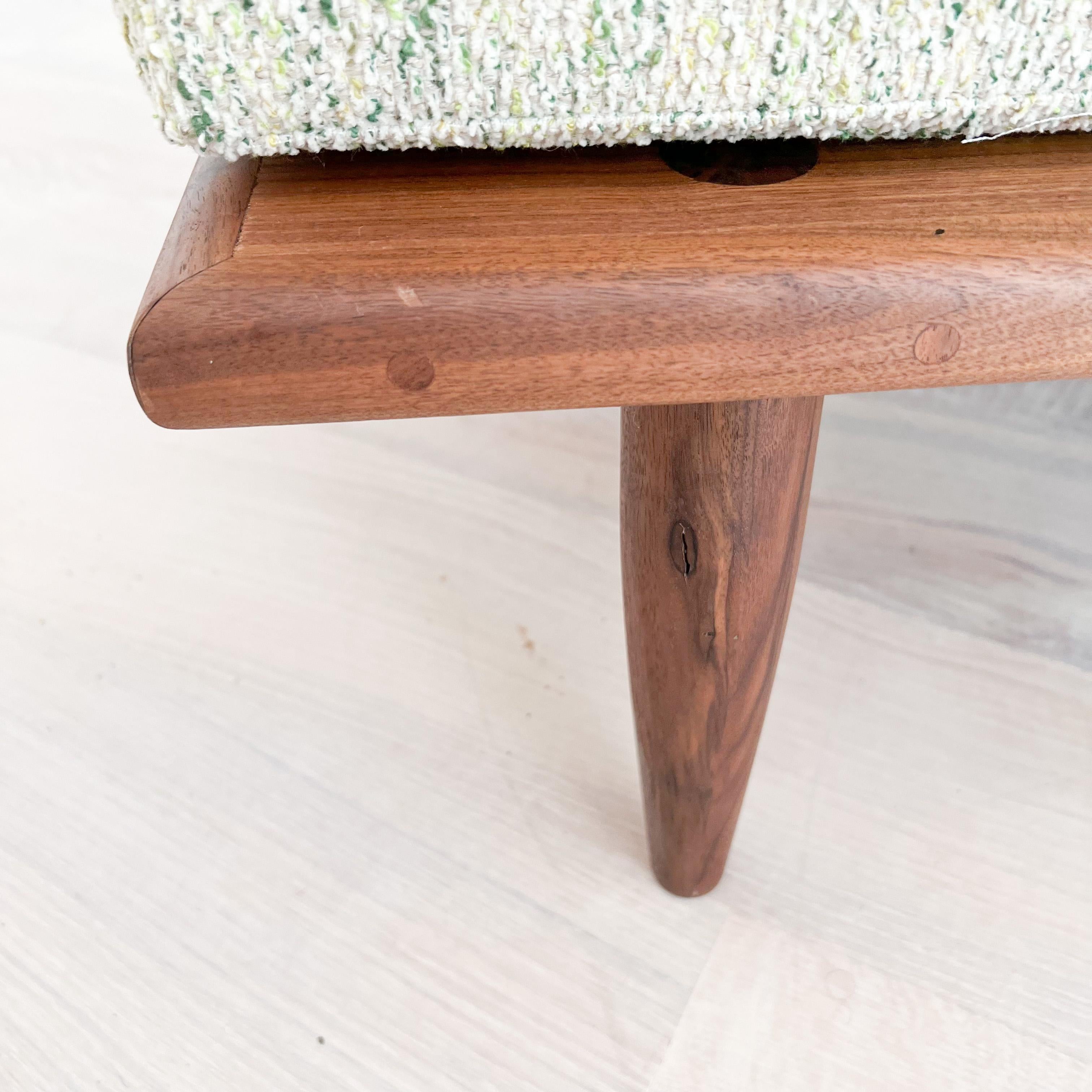 Modern Mid-Century Style Handmade Sculpted Walnut Platform Sofa Boomerang Legs 7