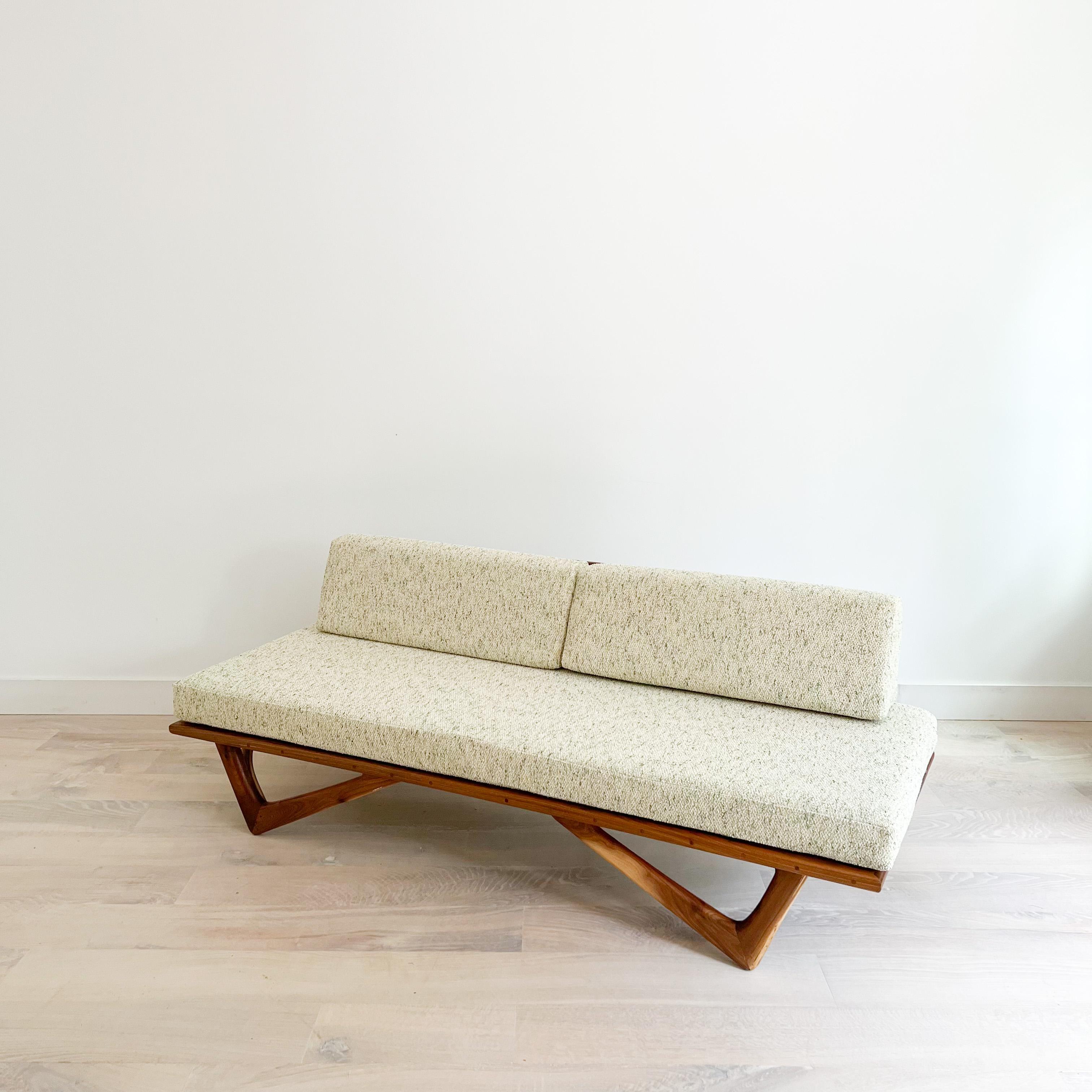 Mid-Century Modern Modern Mid-Century Style Handmade Sculpted Walnut Platform Sofa Boomerang Legs
