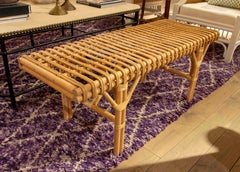 Modern Mid-century Style Rattan and Bamboo Bench