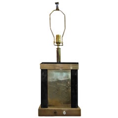 Modern Midcentury Italian Rectangular Brass Table Lamp