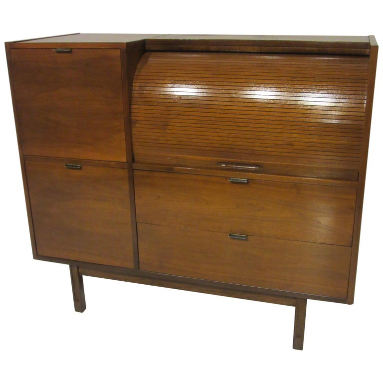 Modern Midcentury Roll Top Desk Office At 1stdibs