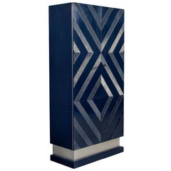 Modern Midnight Blue Bar Cabinet