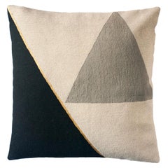 Modern Midnight Cliff Hand Embroidered Geometric Throw Pillow Cover