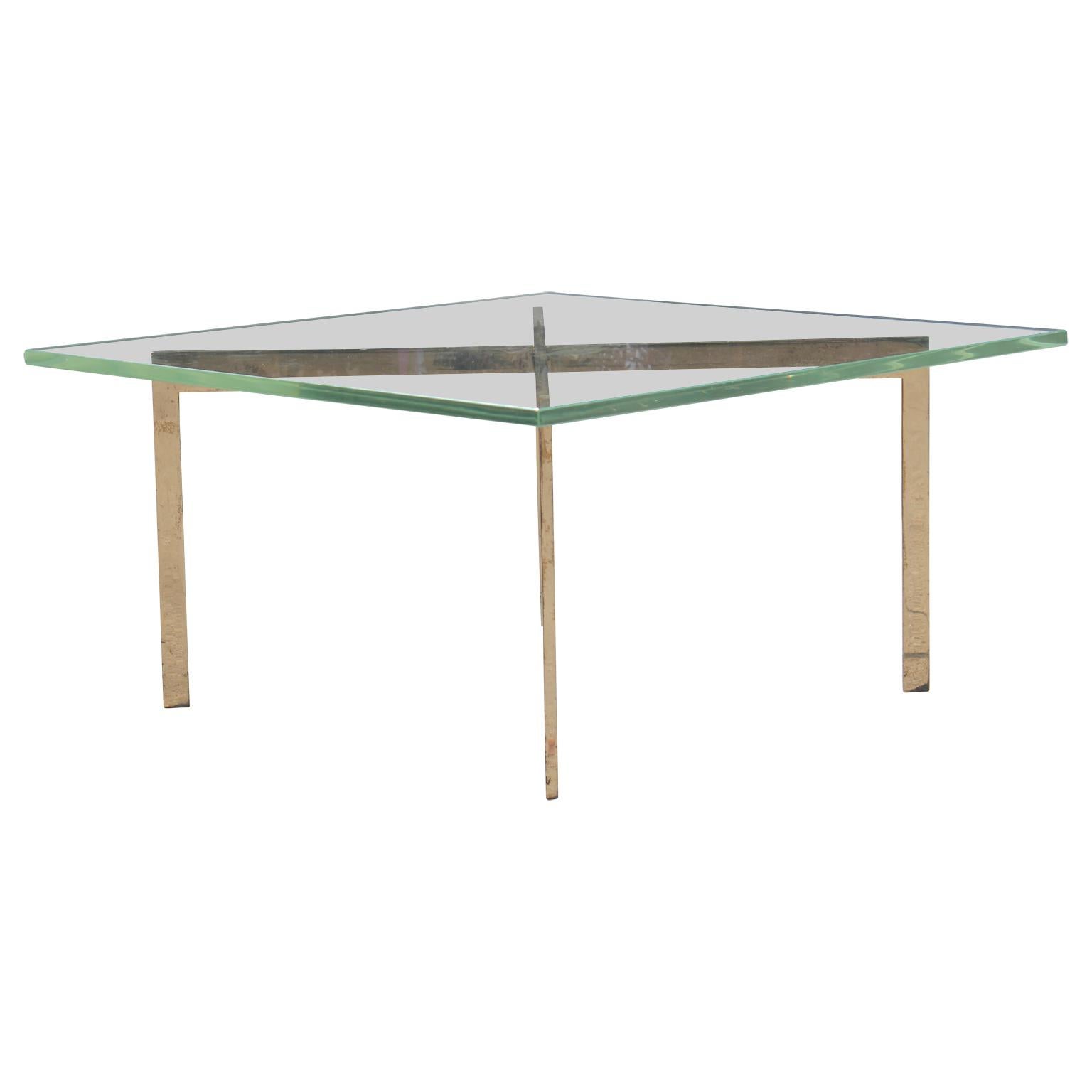 Modern Mies van der Rohe for Knoll Brass and Glass Barcelona Coffee Table In Excellent Condition In Houston, TX