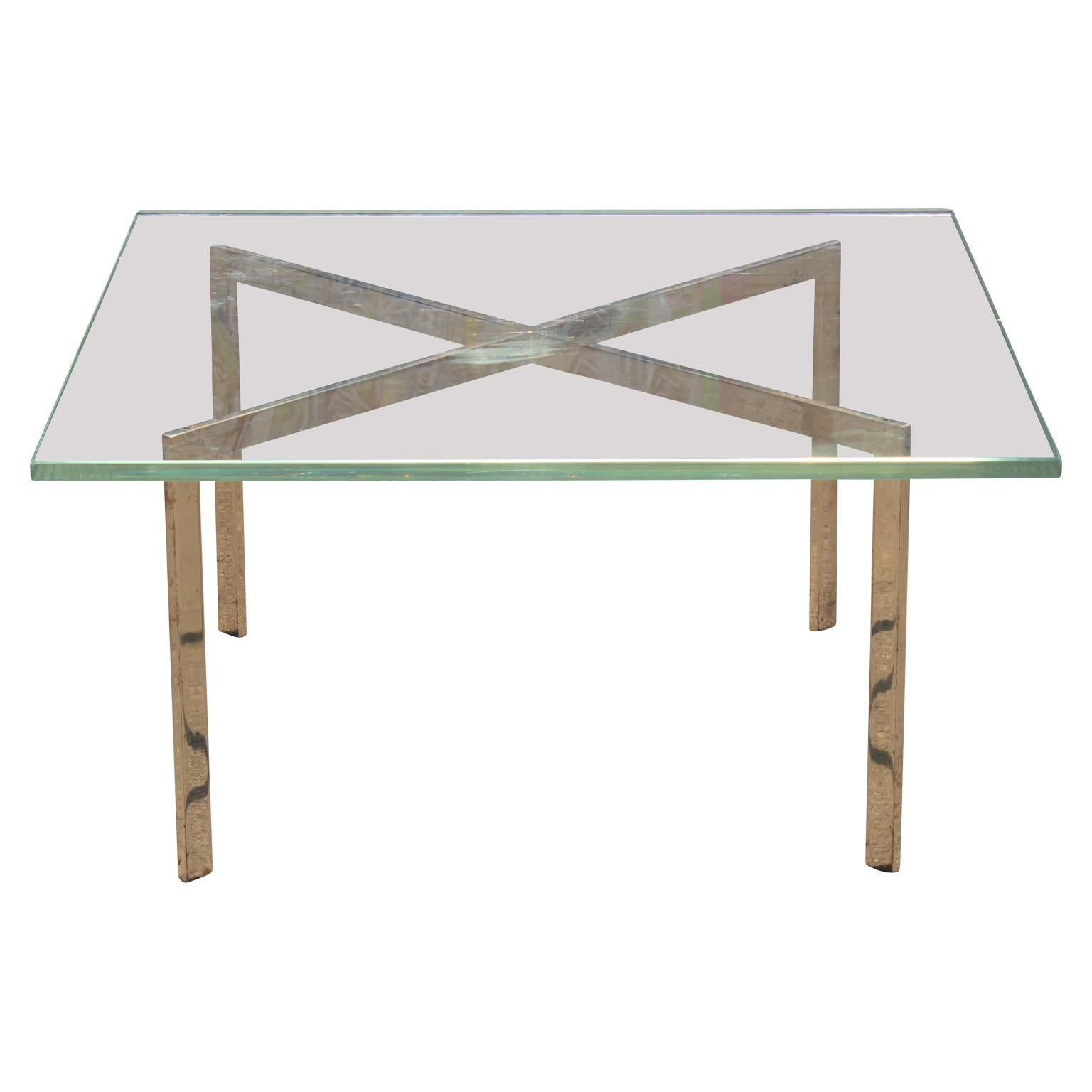 Modern Mies van der Rohe for Knoll Brass and Glass Barcelona Coffee Table