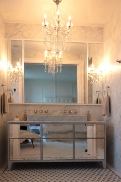 Modern Milano Antique Restoration Mirror Bathroom Vanity Nickel Frame by Ercole