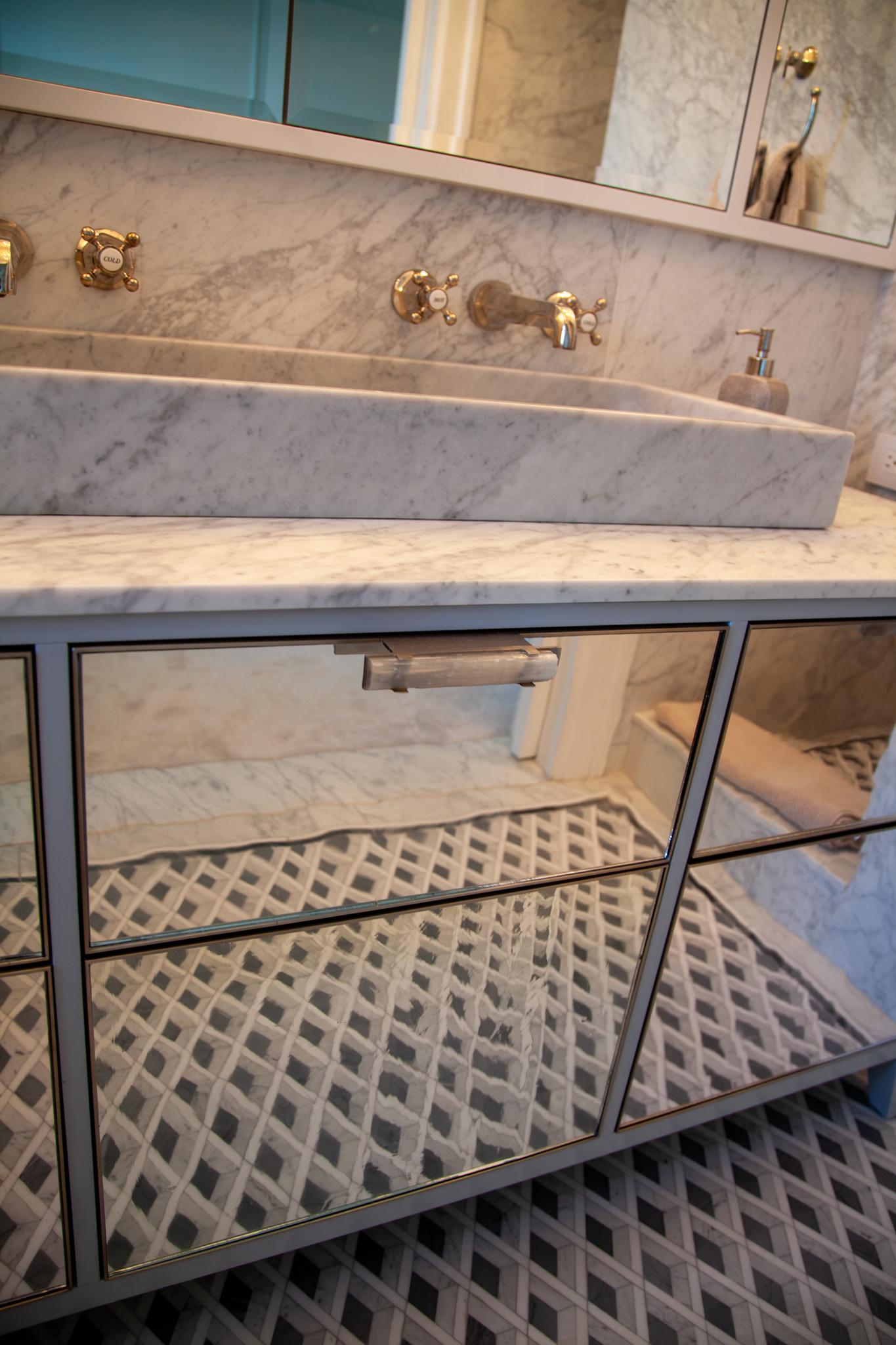Espejo moderno Milano Antique Restoration Vanity Baño Marco Níquel by Ercole Norteamericano en venta