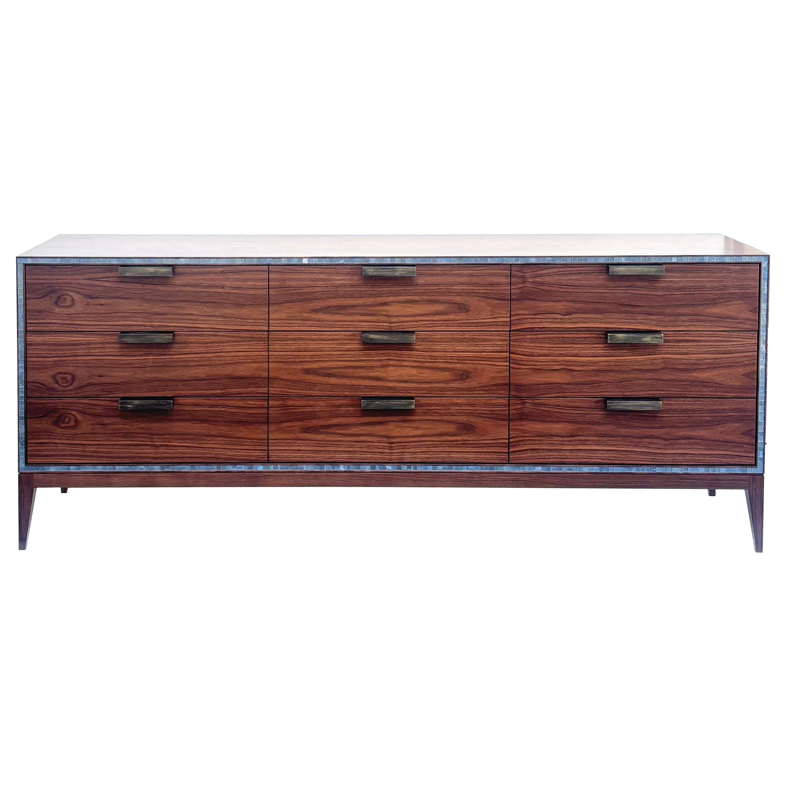 Modern Milano Chest of Nine Drawers in Walnut by Ercole Home