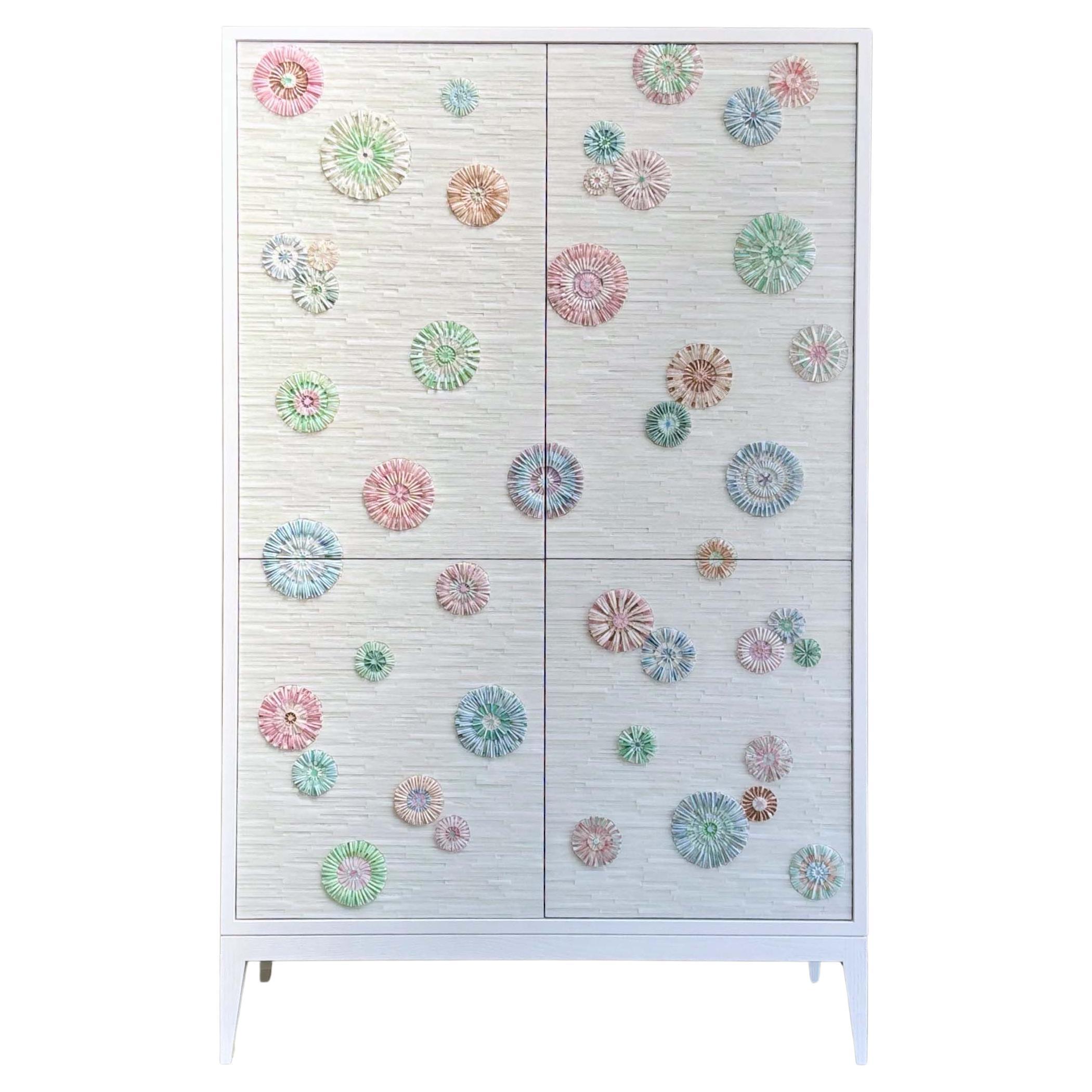 Modern Milano Four Door Dry Bar with Pastel Blossom Mosaic by Ercole Home