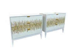Modern Milano Masterbedroom  Nightstand with Gold-White Glass Mosaic by Ercole